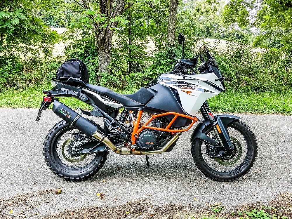 GPR exhaust compatible with  Ktm Lc 8 Adventure 1090 2017-2020, Furore Evo4 Nero, Homologated legal slip-on exhaust including removable db killer and link pipe 