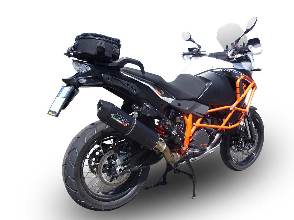 GPR exhaust compatible with  Ktm Lc 8 Adventure 1190  2013-2016, Furore Nero, Homologated legal slip-on exhaust including removable db killer and link pipe 