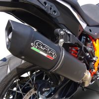 GPR exhaust compatible with  Ktm Lc 8 Adventure 1190  2013-2016, Furore Nero, Homologated legal slip-on exhaust including removable db killer and link pipe 