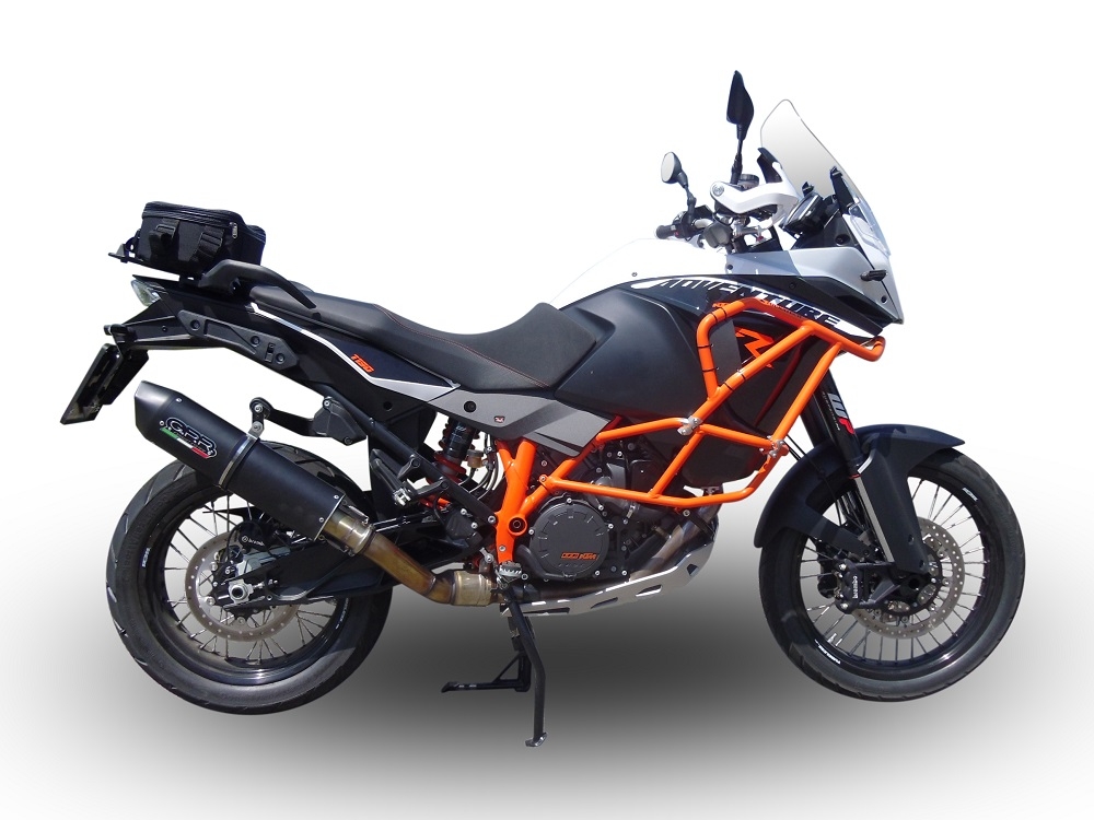 GPR exhaust compatible with  Ktm Lc 8 Adventure 1190  2013-2016, Furore Nero, Homologated legal slip-on exhaust including removable db killer and link pipe 