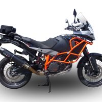 GPR exhaust compatible with  Ktm Lc 8 Adventure 1190  2013-2016, Furore Nero, Homologated legal slip-on exhaust including removable db killer and link pipe 