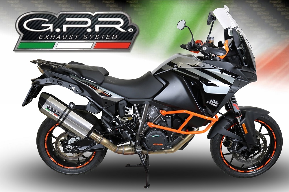 GPR exhaust compatible with  Ktm LC 8 Super Adventure 1290 - S - R - T 2017-2020, Sonic Titanium, Homologated legal slip-on exhaust including removable db killer and link pipe 