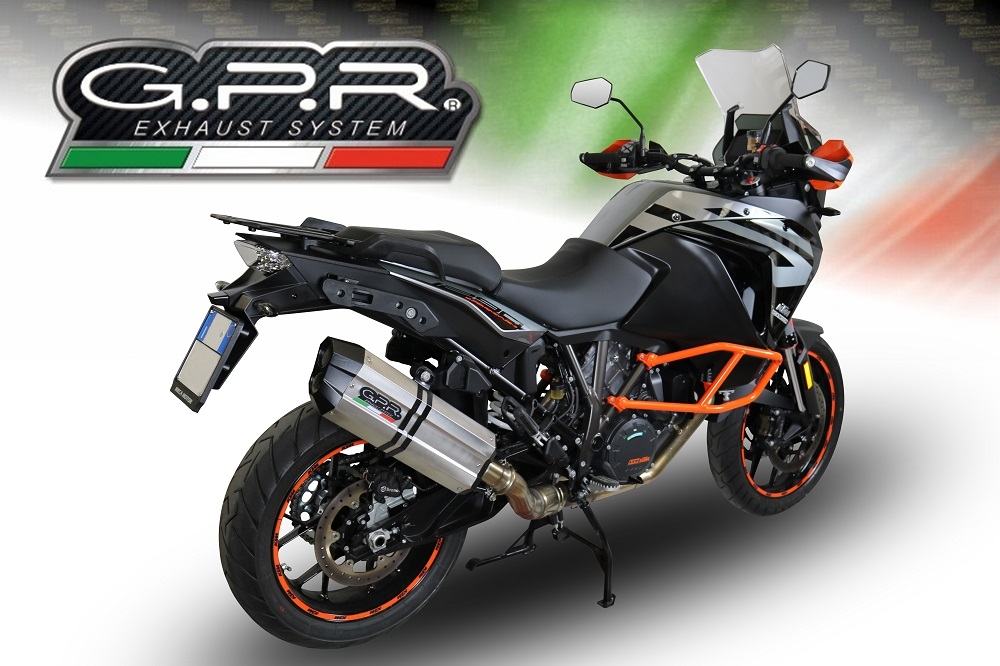 GPR exhaust compatible with  Ktm LC 8 Super Adventure 1290 - S - R - T 2017-2020, Sonic Titanium, Homologated legal slip-on exhaust including removable db killer and link pipe 