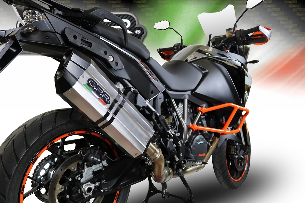 GPR exhaust compatible with  Ktm LC 8 Super Adventure 1290 - S - R - T 2017-2020, Sonic Titanium, Homologated legal slip-on exhaust including removable db killer and link pipe 