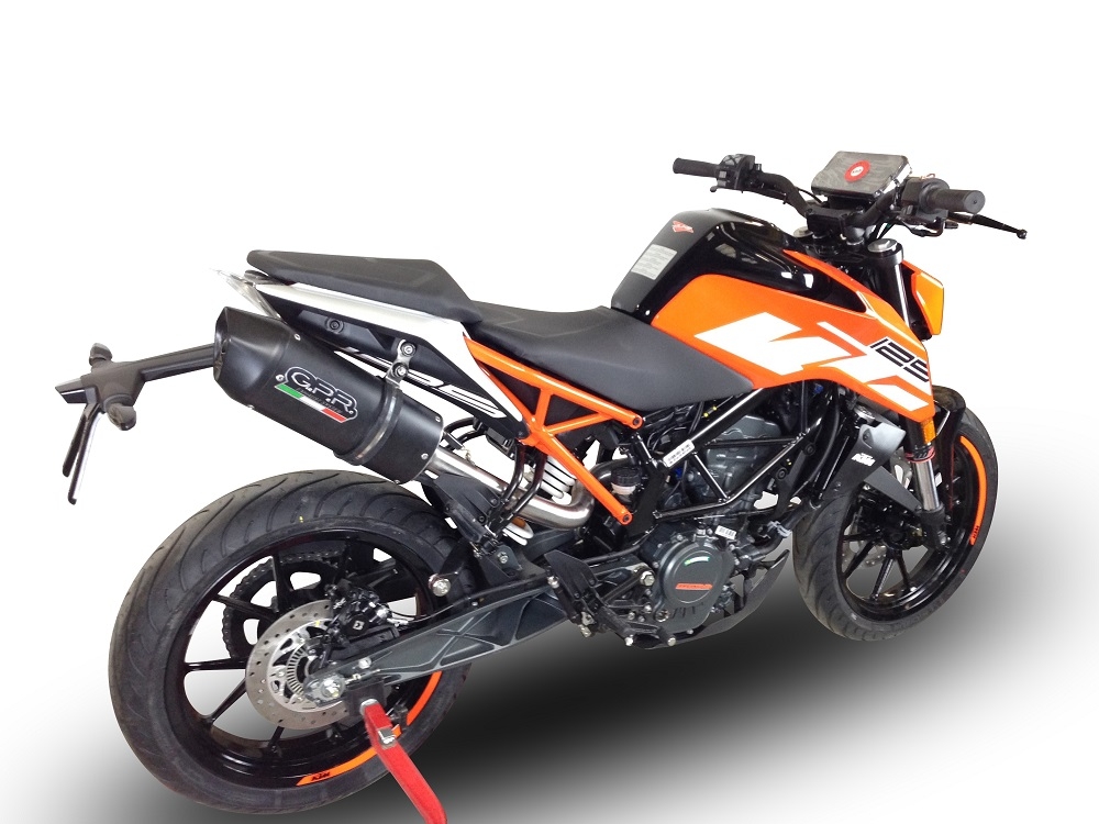 GPR exhaust compatible with  Ktm Duke 125 2017-2020, Furore Evo4 Nero, Homologated legal slip-on exhaust including removable db killer, link pipe and catalyst 