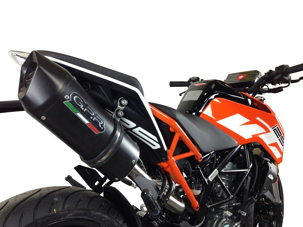 GPR exhaust compatible with  Ktm Duke 125 2017-2020, Furore Evo4 Nero, Homologated legal slip-on exhaust including removable db killer, link pipe and catalyst 