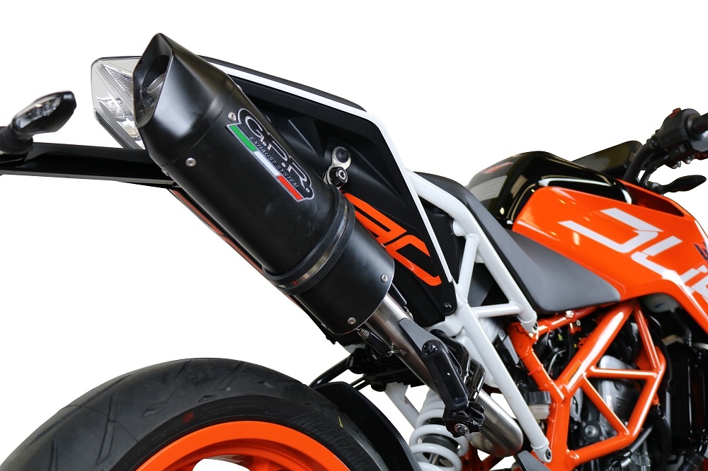 GPR exhaust compatible with  Ktm Rc 390 2017-2020, Furore Evo4 Nero, Homologated legal slip-on exhaust including removable db killer, link pipe and catalyst 