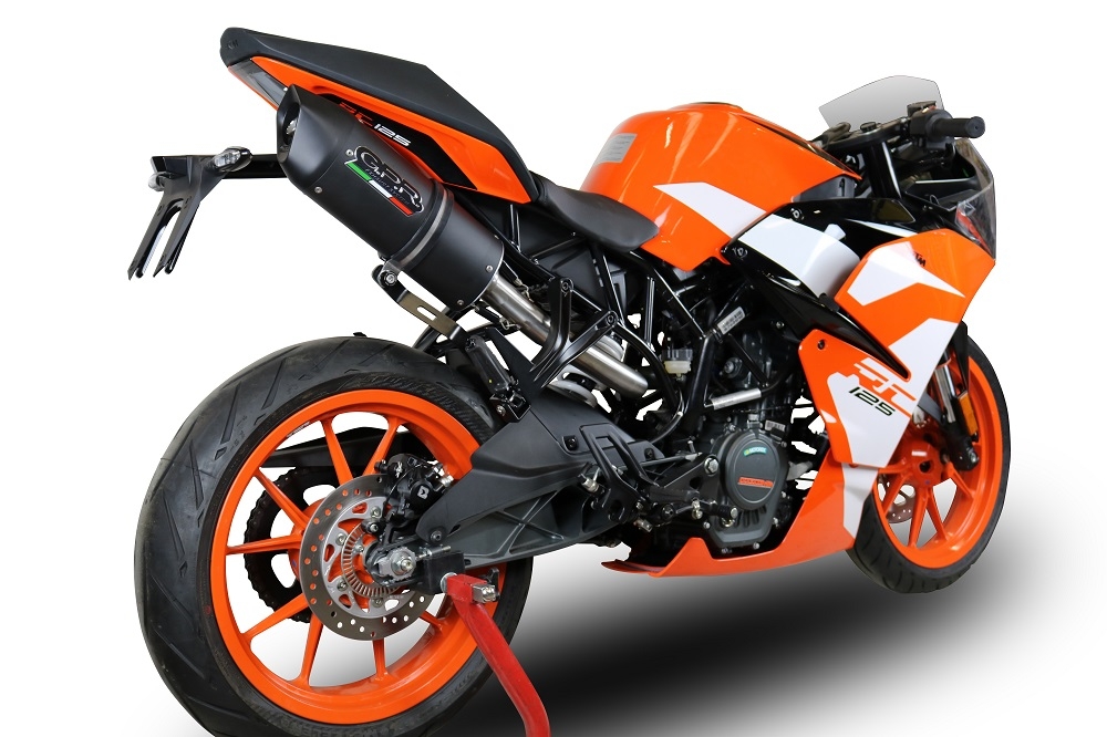 GPR exhaust compatible with  Ktm Rc 125 2017-2020, Furore Evo4 Nero, Slip-on exhaust legal for UK and non-EU markets including link pipe and removable db killer 