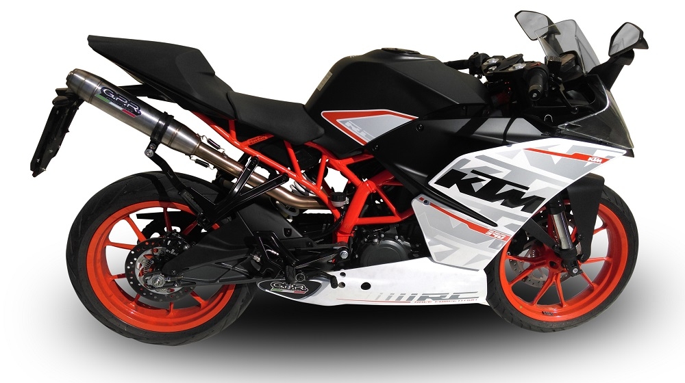 GPR exhaust compatible with  Ktm Rc 390 2015-2016, Deeptone Inox, Homologated legal slip-on exhaust including removable db killer, link pipe and catalyst 