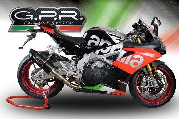 GPR exhaust compatible with  Aprilia Tuono 1100 V4 Rr 2017-2020, Furore Nero, Homologated legal slip-on exhaust including removable db killer, link pipe and catalyst 