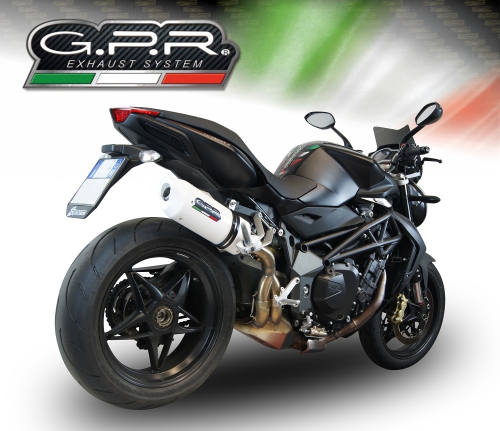 GPR exhaust compatible with  Mv Agusta Brutale 750 S 2000-2006, Albus Ceramic, Homologated legal slip-on exhaust including removable db killer and link pipe 