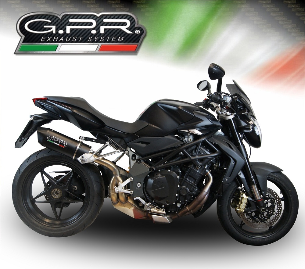 GPR exhaust compatible with  Mv Agusta Brutale 1090 R-RR  2010-2016, Furore Nero, Homologated legal slip-on exhaust including removable db killer and link pipe 