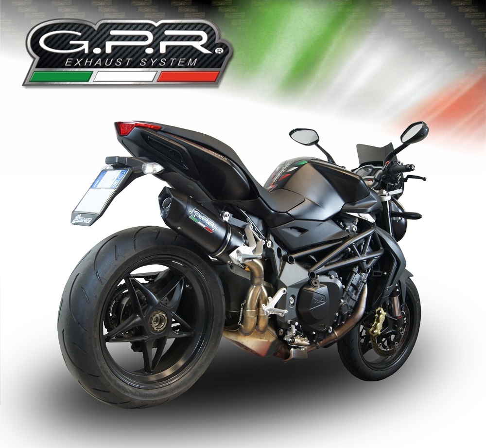 GPR exhaust compatible with  Mv Agusta Brutale 1090 R-RR  2010-2016, Furore Nero, Homologated legal slip-on exhaust including removable db killer and link pipe 