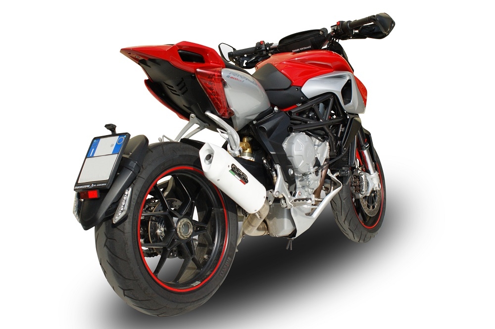 GPR exhaust compatible with  Mv Agusta Rivale - Stradale 800 2014-2016, Albus Ceramic, Homologated legal slip-on exhaust including removable db killer and link pipe 