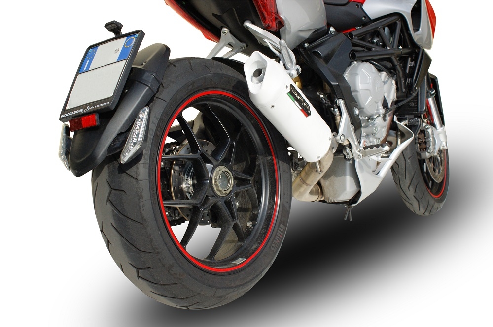 GPR exhaust compatible with  Mv Agusta Rivale - Stradale 800 2014-2016, Albus Ceramic, Homologated legal slip-on exhaust including removable db killer and link pipe 