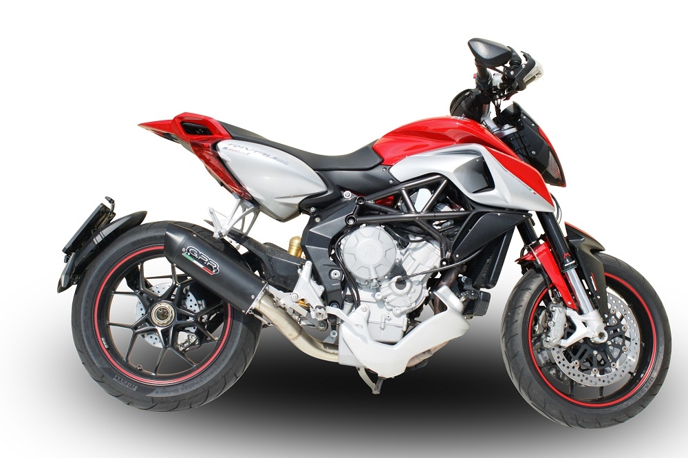 GPR exhaust compatible with  Mv Agusta Rivale - Stradale 800 2014-2016, Furore Nero, Homologated legal slip-on exhaust including removable db killer and link pipe 