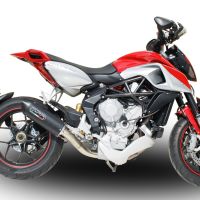 GPR exhaust compatible with  Mv Agusta Rivale - Stradale 800 2014-2016, Furore Nero, Homologated legal slip-on exhaust including removable db killer and link pipe 