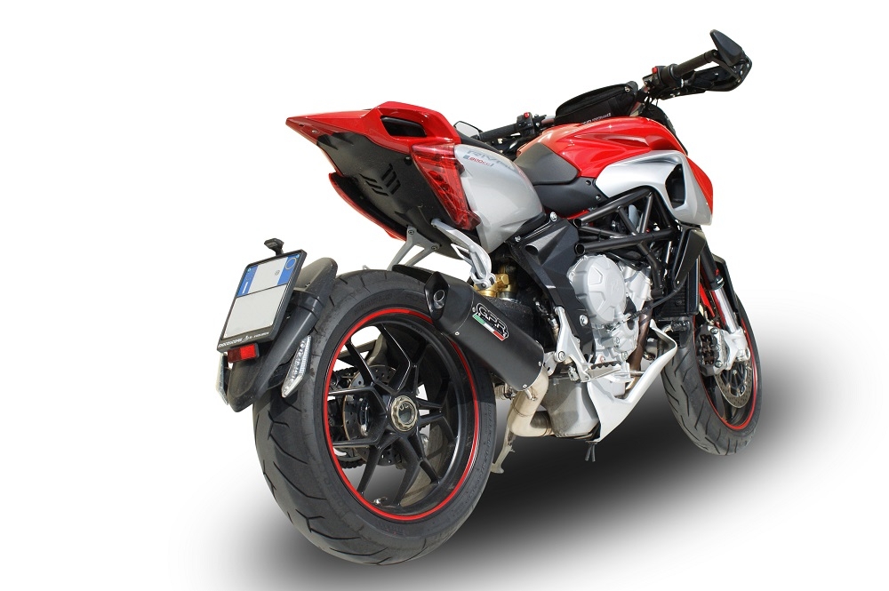 GPR exhaust compatible with  Mv Agusta Rivale - Stradale 800 2014-2016, Furore Nero, Homologated legal slip-on exhaust including removable db killer and link pipe 