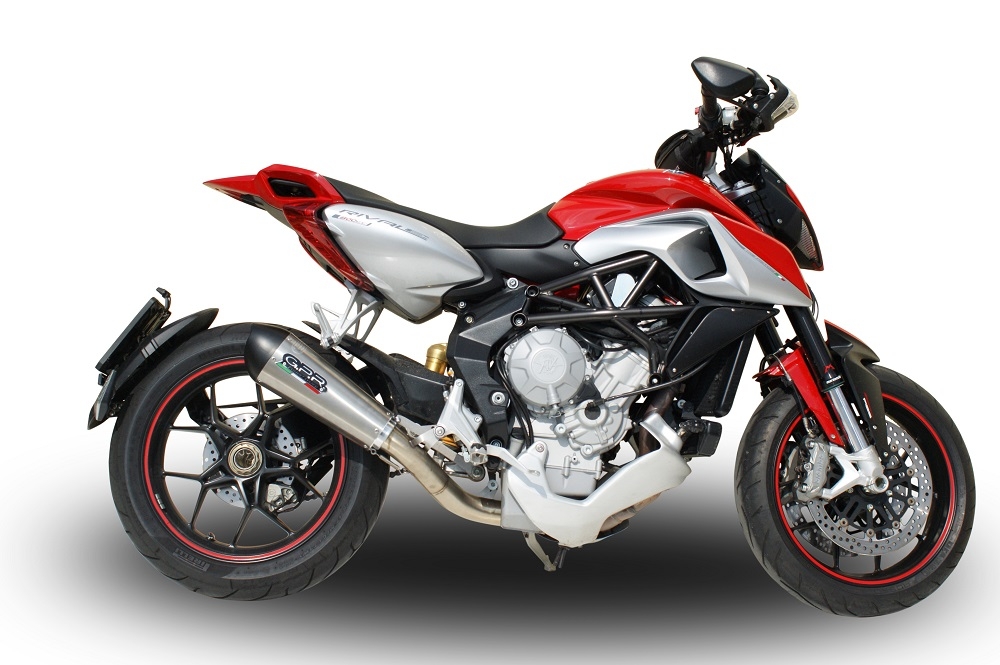 GPR exhaust compatible with  Mv Agusta Rivale - Stradale 800 2014-2016, Gpe Ann. titanium, Homologated legal slip-on exhaust including removable db killer and link pipe 