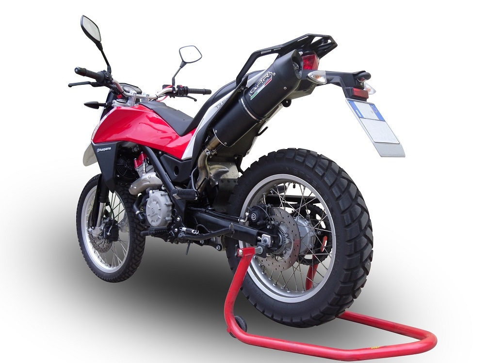 GPR exhaust compatible with  Husqvarna TERRA - STRADA TR 650  2013-2015, Furore Nero, Homologated legal full system exhaust, including removable db killer and catalyst 