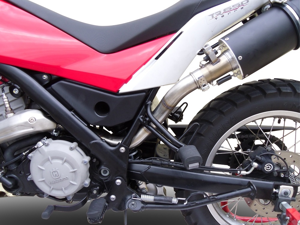 GPR exhaust compatible with  Husqvarna TERRA - STRADA TR 650  2013-2015, Furore Nero, Homologated legal full system exhaust, including removable db killer and catalyst 