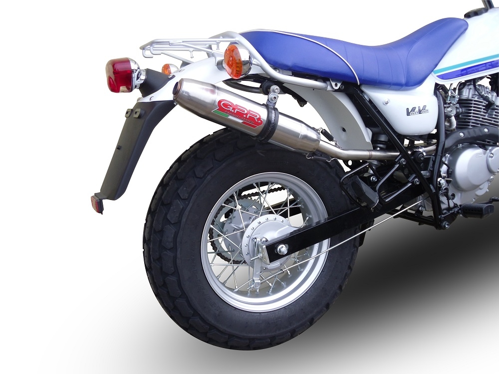 GPR exhaust compatible with  Suzuki Rv 125 Van Van 2003-2017, Deeptone Inox, Homologated legal slip-on exhaust including removable db killer, link pipe and catalyst 