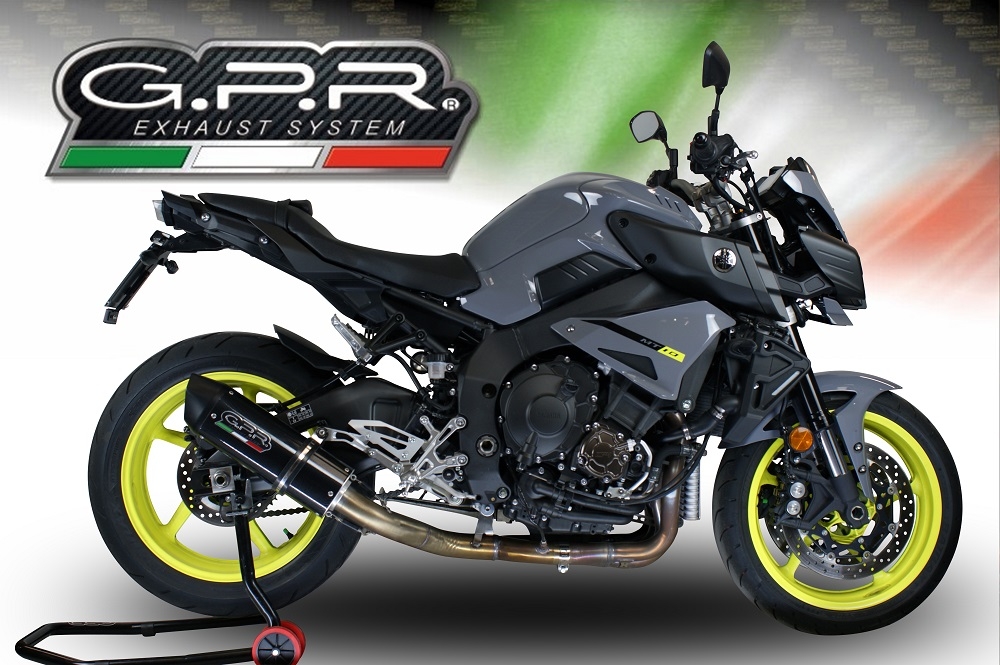 GPR exhaust compatible with  Yamaha Mt-10 2016-2024, Furore Evo4 Nero, Homologated legal Mid-full system exhaust, including removable db killer and catalyst  