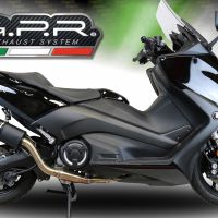 GPR exhaust compatible with  Yamaha T-Max 530 2017-2021, Furore Evo4 Nero, Homologated legal full system exhaust, including removable db killer and catalyst 