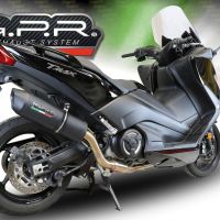 GPR exhaust compatible with  Yamaha T-Max 530 2017-2021, Furore Evo4 Nero, Homologated legal full system exhaust, including removable db killer and catalyst 