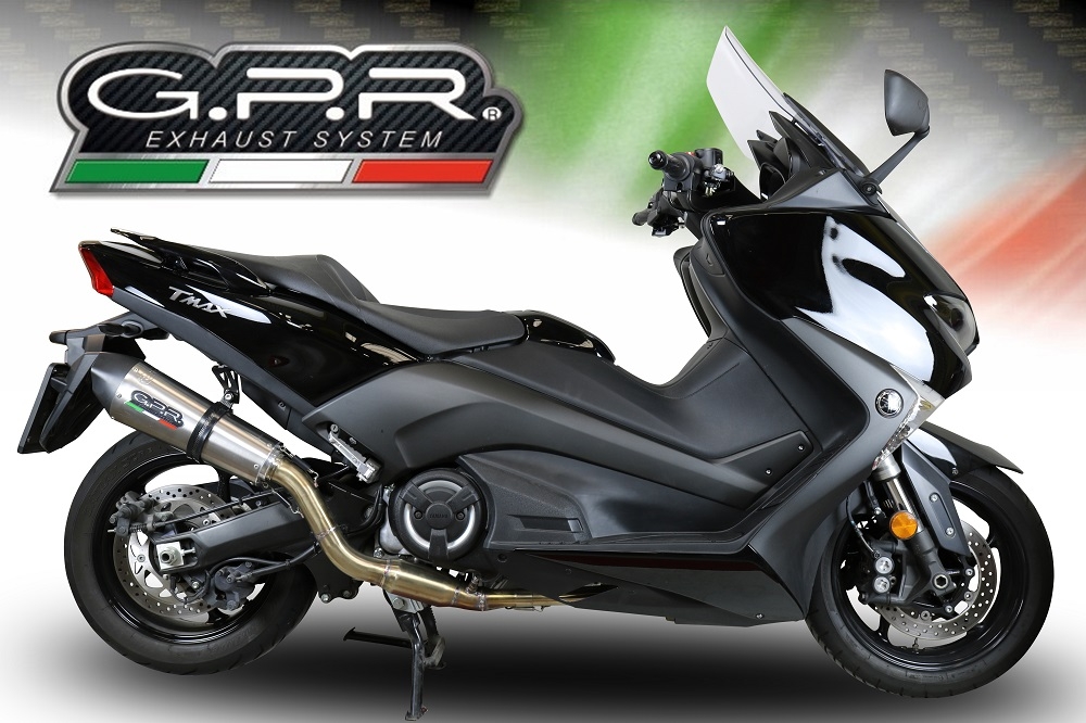 GPR exhaust compatible with  Yamaha T-Max 530 2017-2021, Gpe Ann. titanium, full system exhaust legal for UK and non-EU countries including removable db killer 