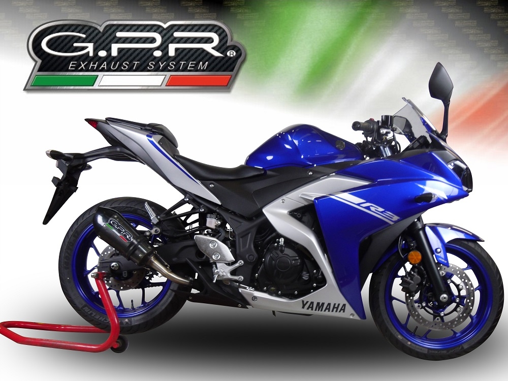 GPR exhaust compatible with  Yamaha Mt-03 2021-2024, GP Evo4 Poppy, Homologated legal slip-on exhaust including removable db killer and link pipe 