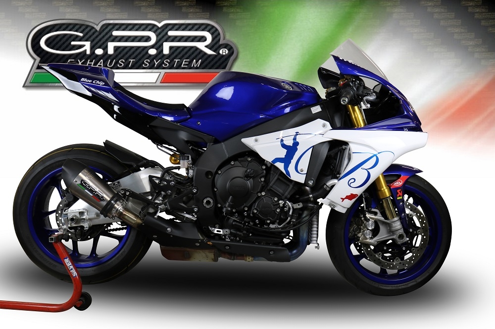 GPR exhaust compatible with  Yamaha Yzf R1-R1-M 2015-2016, Gpe Ann. titanium, Homologated legal slip-on exhaust including removable db killer and link pipe 