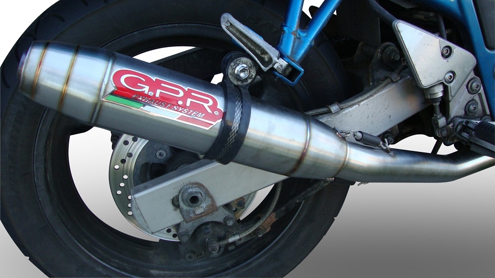 GPR exhaust compatible with  Suzuki Gsf 1200 Bandit - S 1997-2004, Deeptone Inox, Homologated legal slip-on exhaust including removable db killer and link pipe 