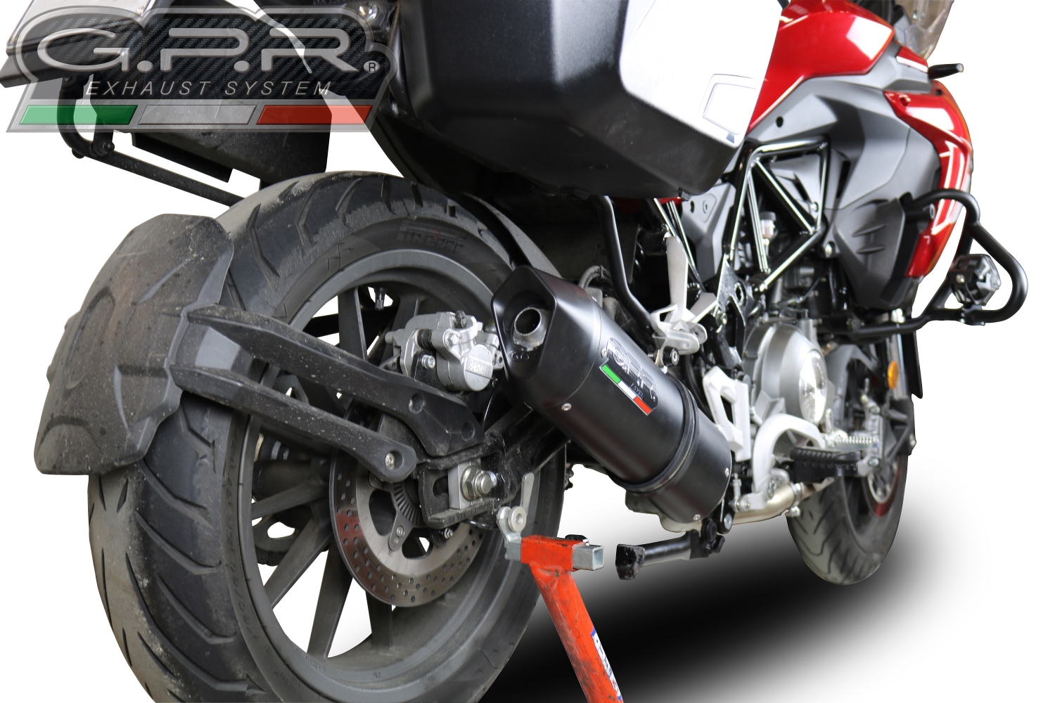 GPR exhaust compatible with  Benelli Trk 502 2021-2024, Furore Evo4 Nero, Homologated legal slip-on exhaust including removable db killer, link pipe and catalyst 