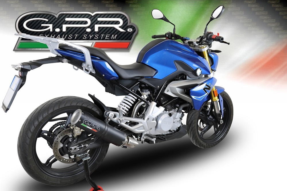 GPR exhaust compatible with  Bmw G 310 R 2017-2021, M3 Black Titanium, Homologated legal full system exhaust, including removable db killer and catalyst 