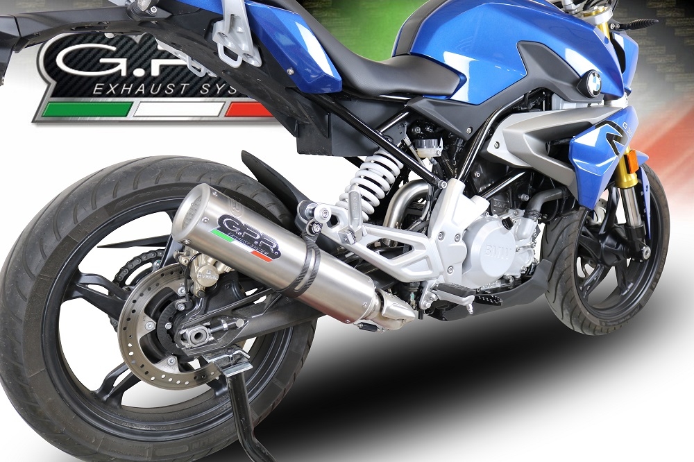 GPR exhaust compatible with  Bmw G 310 R 2022-2024, M3 Titanium Natural, Homologated legal full system exhaust, including removable db killer and catalyst 