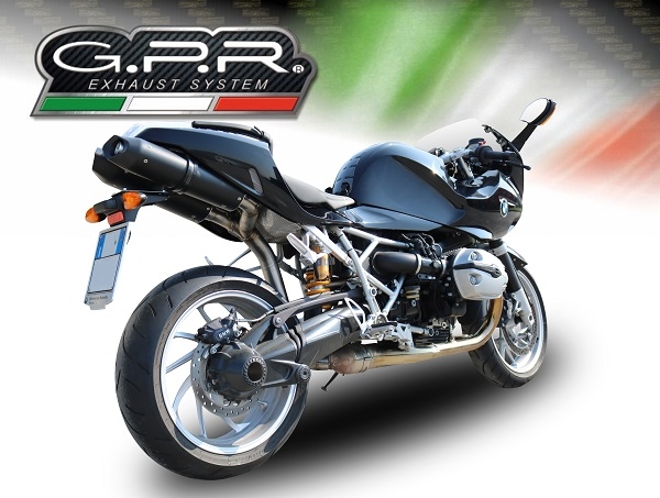 GPR exhaust compatible with  Bmw R 1200 S 2006-2008, Furore Nero, Dual Homologated legal slip-on exhaust including removable db killers and link pipes 