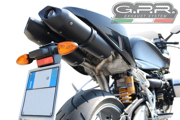 GPR exhaust compatible with  Bmw R 1200 S 2006-2008, Furore Nero, Dual Homologated legal slip-on exhaust including removable db killers and link pipes 