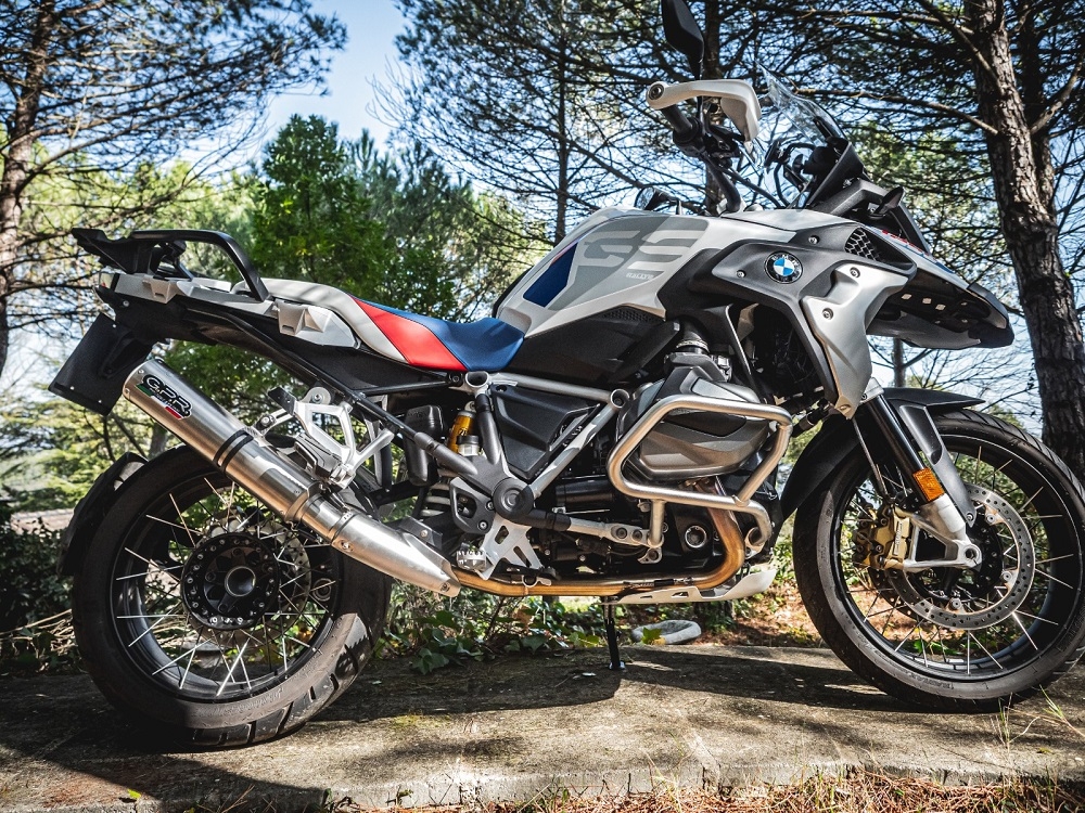 GPR exhaust compatible with  Bmw R 1250 Gs -Adventure 2019-2020, M3 Titanium Natural, Homologated legal slip-on exhaust including removable db killer and link pipe 