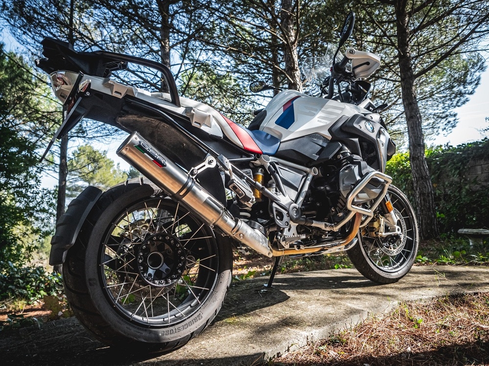 GPR exhaust compatible with  Bmw R 1250 Gs -Adventure 2019-2020, M3 Titanium Natural, Homologated legal slip-on exhaust including removable db killer and link pipe 