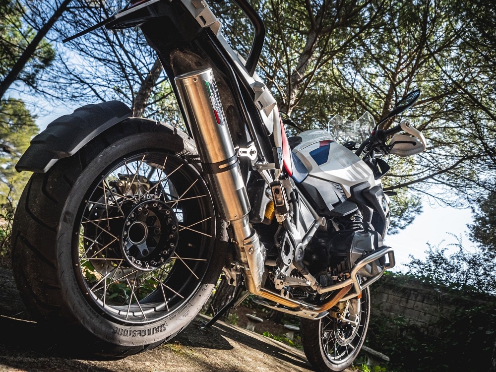 GPR exhaust compatible with  Bmw R 1250 Gs -Adventure 2019-2020, M3 Titanium Natural, Homologated legal slip-on exhaust including removable db killer and link pipe 