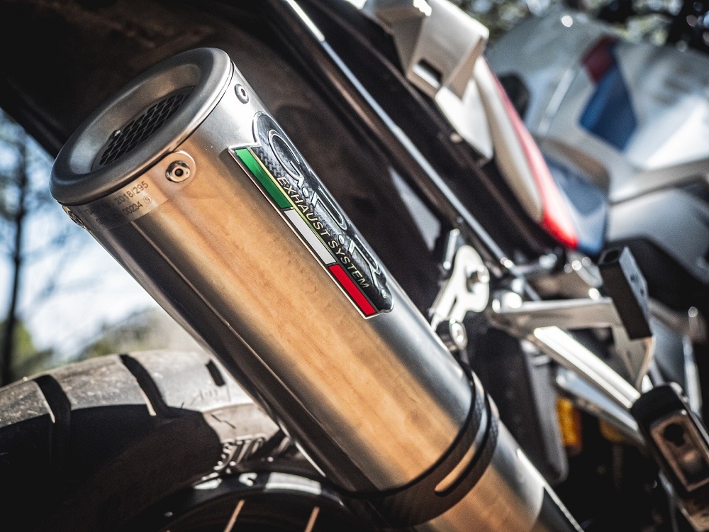 GPR exhaust compatible with  Bmw R 1250 Gs -Adventure 2019-2020, M3 Titanium Natural, Homologated legal slip-on exhaust including removable db killer and link pipe 