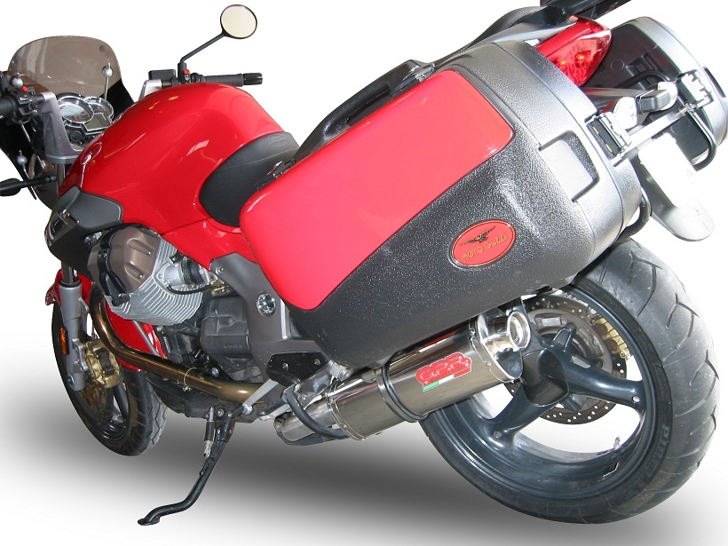 GPR exhaust compatible with  Moto Guzzi Breva 1200 2007-2012, Trioval, Homologated legal slip-on exhaust including removable db killer and link pipe 