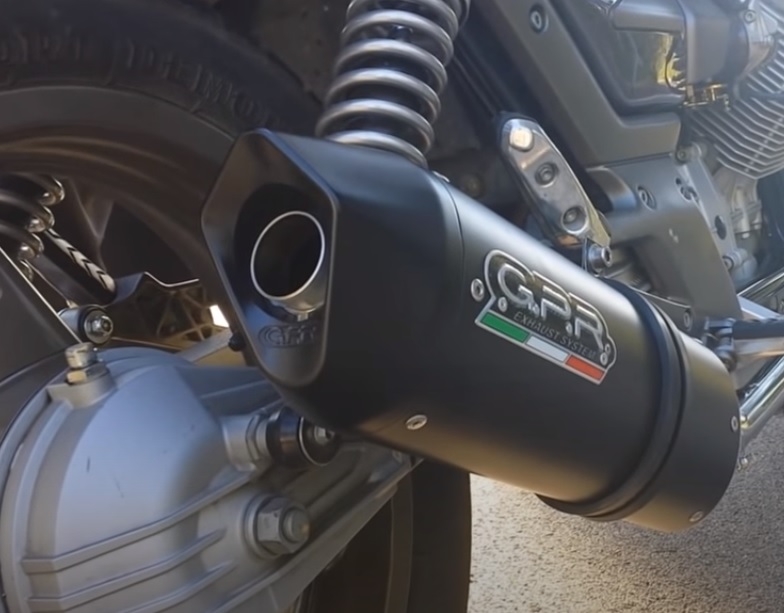 GPR exhaust compatible with  Moto Guzzi Breva 750 2003-2009, Furore Nero, Dual Homologated legal slip-on exhaust including removable db killers and link pipes 