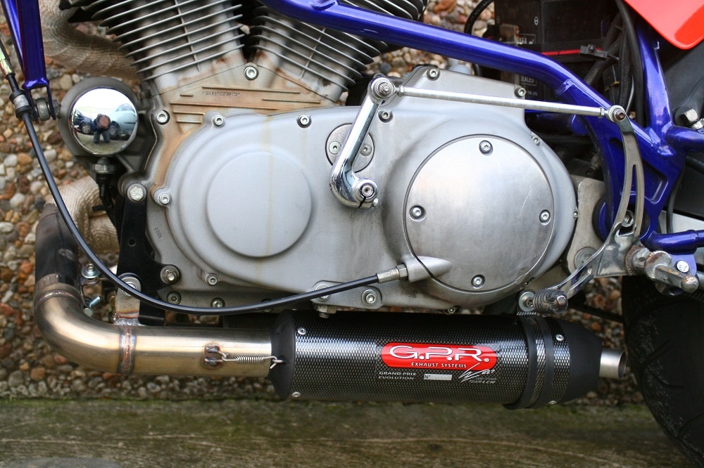 GPR exhaust compatible with  Buell S1 Lightning 1999-2002, Gpe Ann. Poppy, Homologated legal slip-on exhaust including removable db killer and link pipe 