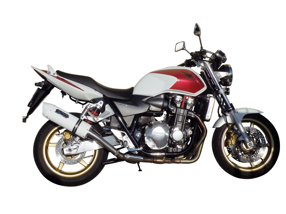 GPR exhaust compatible with  Honda Cb 1300 2003-2012, Albus Ceramic, Homologated legal slip-on exhaust including removable db killer and link pipe 