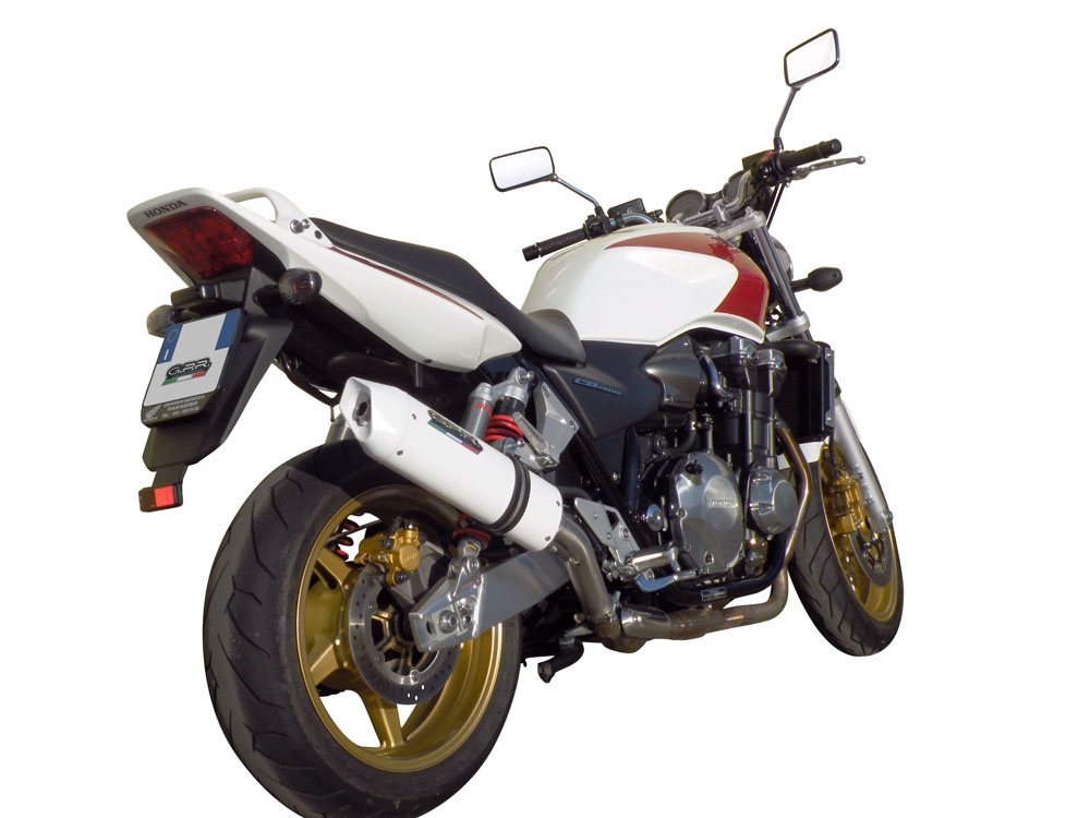 GPR exhaust compatible with  Honda Cb 1300 2003-2012, Albus Ceramic, Homologated legal slip-on exhaust including removable db killer and link pipe 