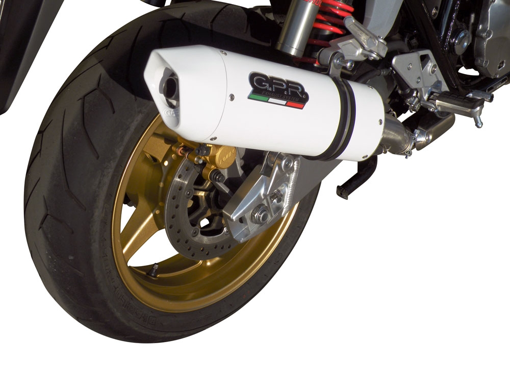 GPR exhaust compatible with  Honda Cb 1300 2003-2012, Albus Ceramic, Homologated legal slip-on exhaust including removable db killer and link pipe 