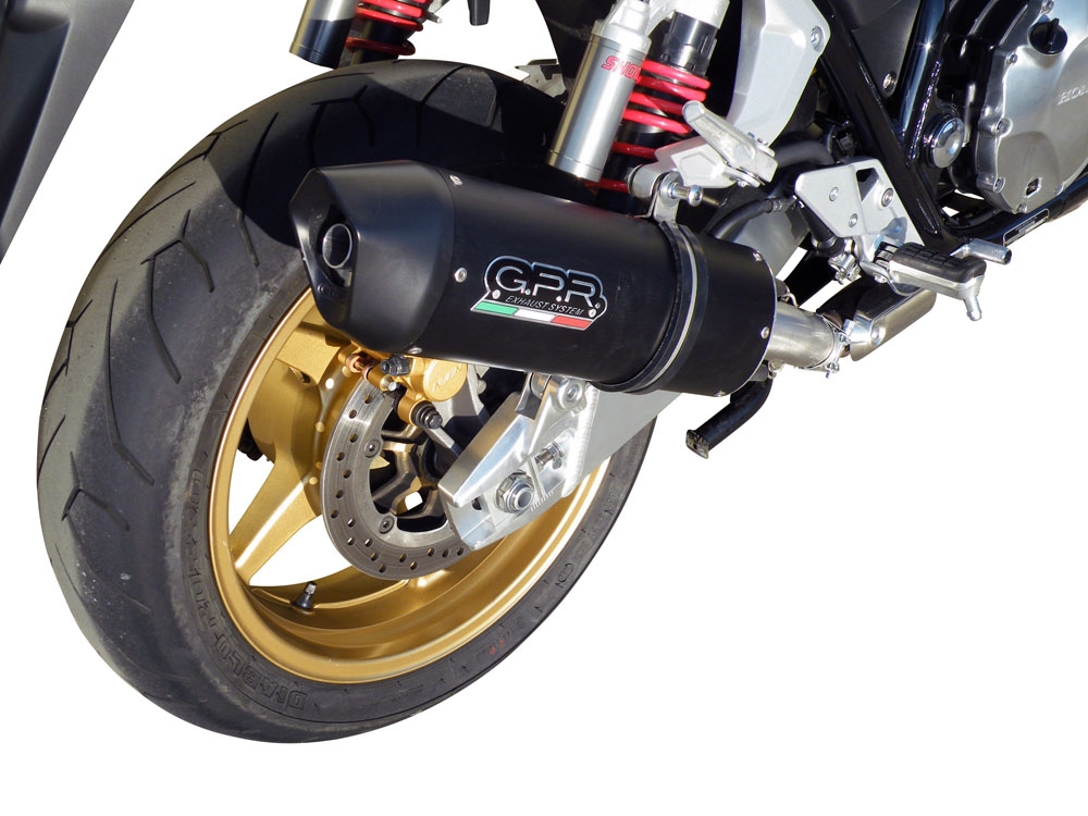 GPR exhaust compatible with  Honda Cb 1300 2003-2012, Furore Nero, Homologated legal slip-on exhaust including removable db killer and link pipe 