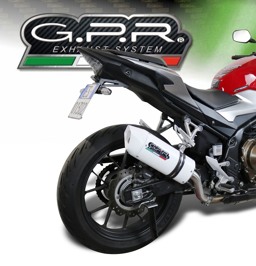 GPR exhaust compatible with  Honda Cb 400 X 2013-2015, Albus Ceramic, Homologated legal slip-on exhaust including removable db killer and link pipe 